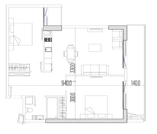 {{roomApartmentOrStudio}}, 72.8 მ², 36 სართული, Intourist Residence ბათუმში