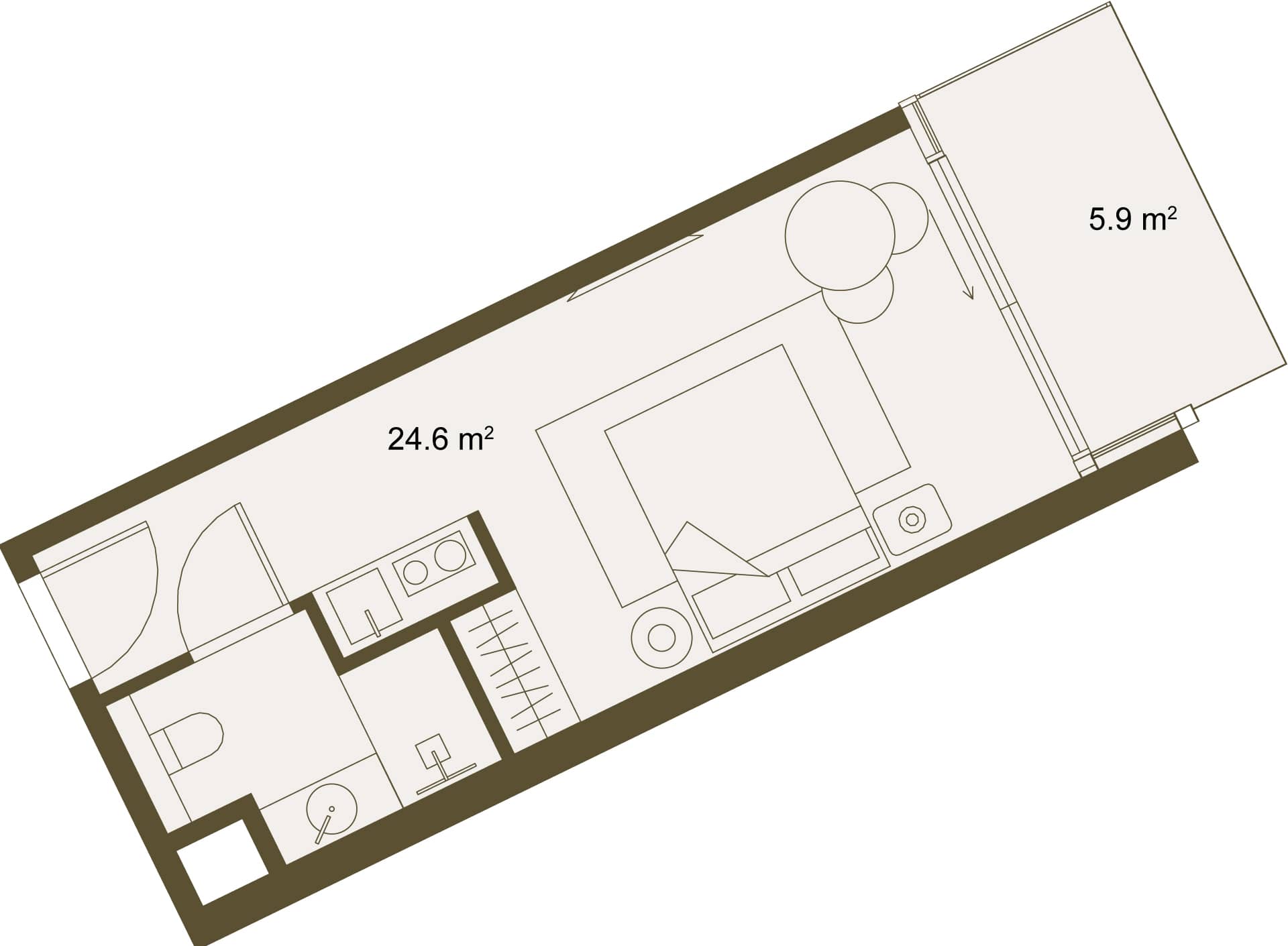Studio, 30.6 m²