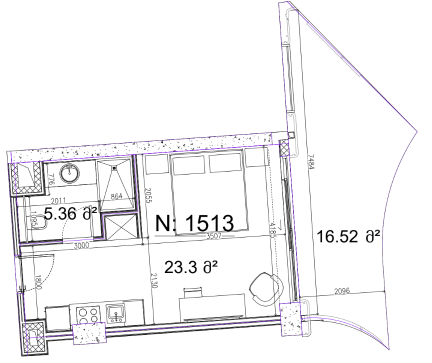 Studio, 45.2 m²