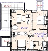 {{roomApartmentOrStudio}}, 79.9 m², 11 floor, Aquapark Residence in Batumi
