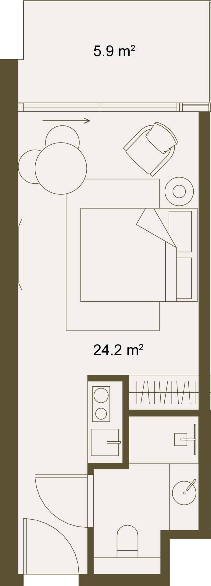 Studio, 30.5 m²