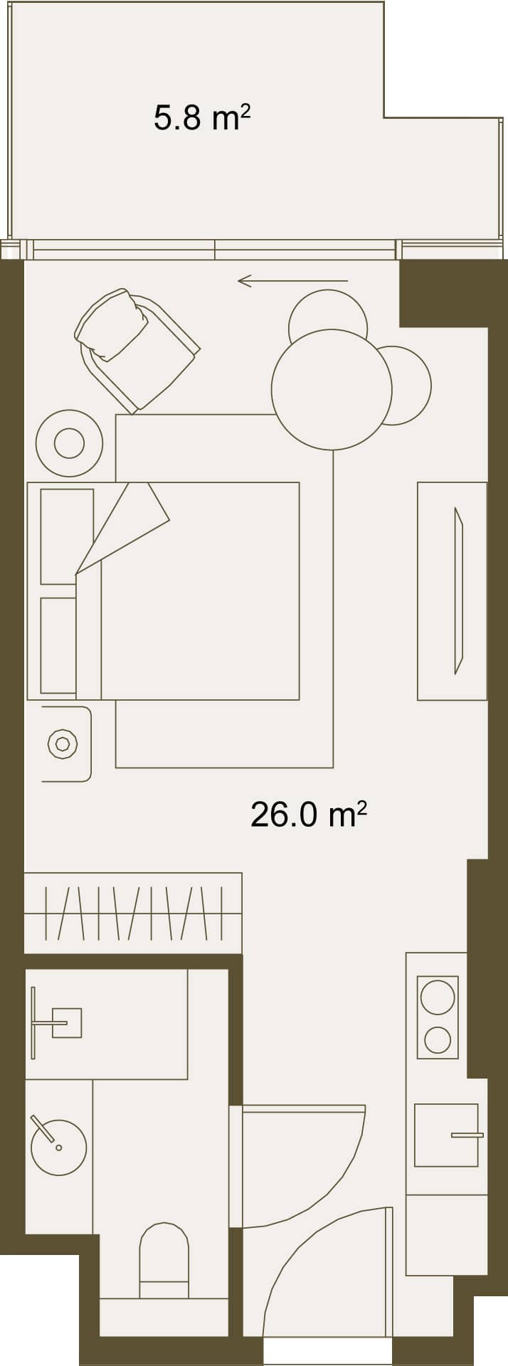 Studio, 31.8 m²