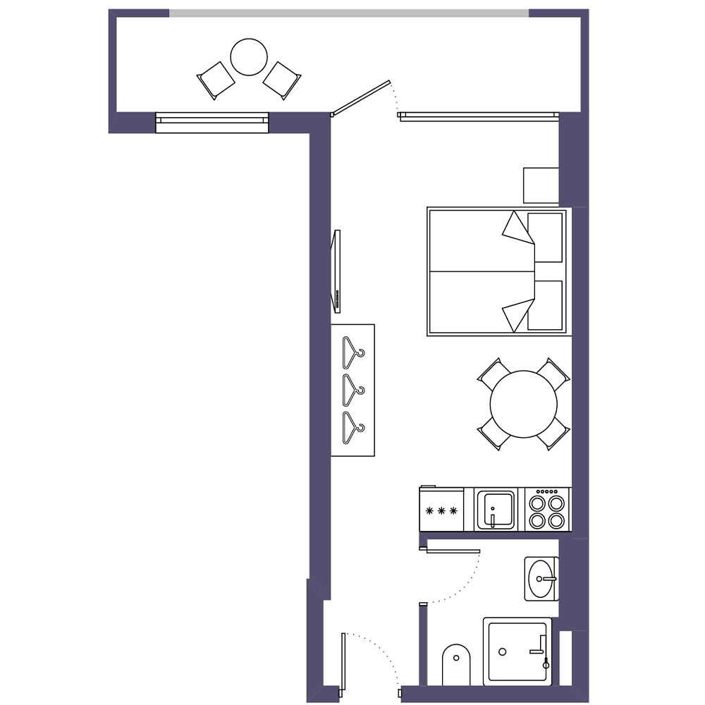 Studio, 34.5 m²