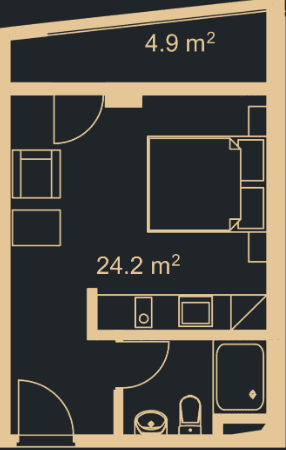 Studio, 28.3 m², Floor 16