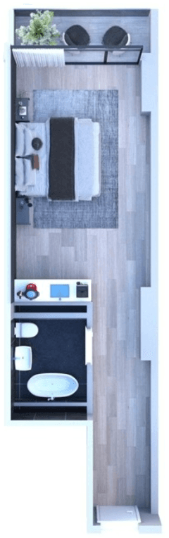 1-room, 45.1 m², Floor 21