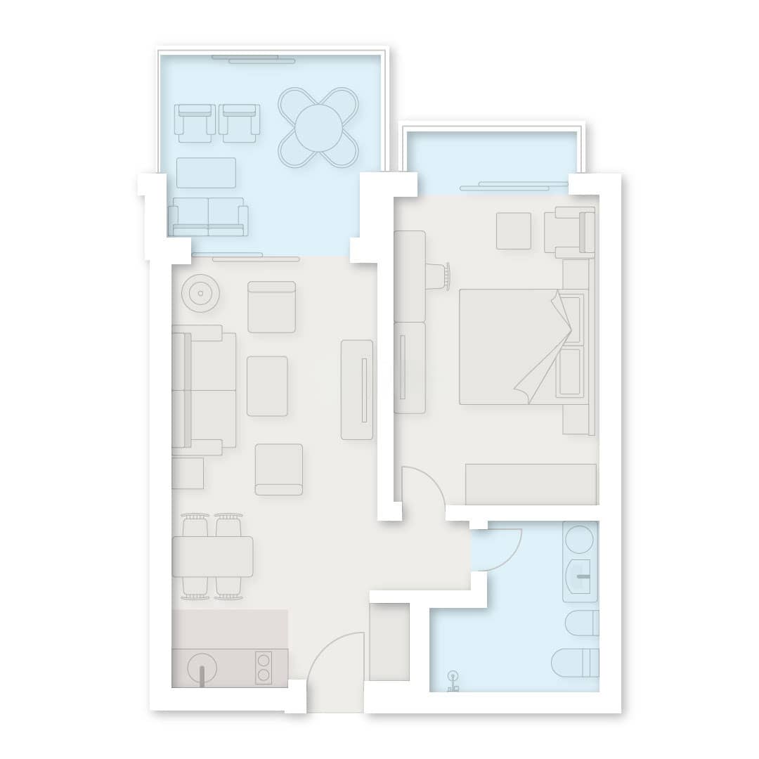 {{roomApartmentOrStudio}}, 62.55 მ², 18 სართული, Dreamland Oasis ბათუმში