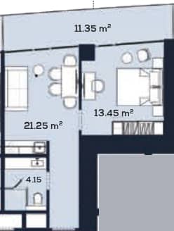 {{roomApartmentOrStudio}}, 50.2 м², 48 этаж в ЖК "Alliance Centropolis"