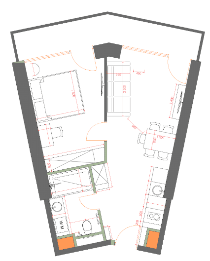 {{roomApartmentOrStudio}}, 49.64 მ², 34 სართული, 7th Heaven Residence ბათუმში