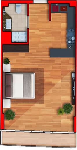 Studio, 45.2 m², Floor 8