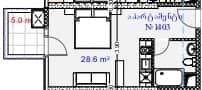 {{roomApartmentOrStudio}}, 33.6 m², 14 floor, Aquapark Residence in Batumi