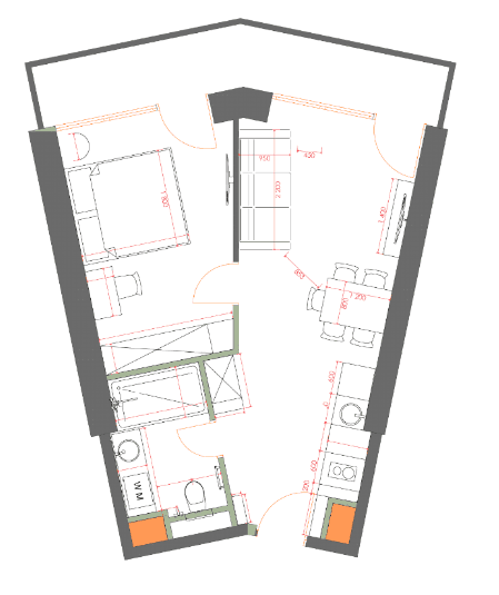 1-room, 49.6 m², Floor 17
