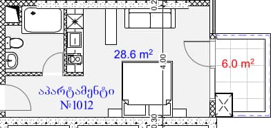 {{roomApartmentOrStudio}}, 34.6 მ², 10 სართული, Aquapark Residence ბათუმში