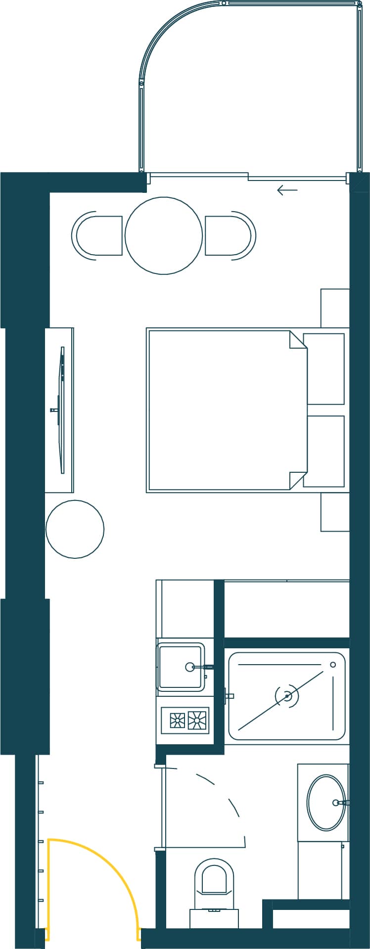 Studio, 28.8 m²