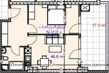 {{roomApartmentOrStudio}}, 64.1 m², 12 floor, Aquapark Residence in Batumi