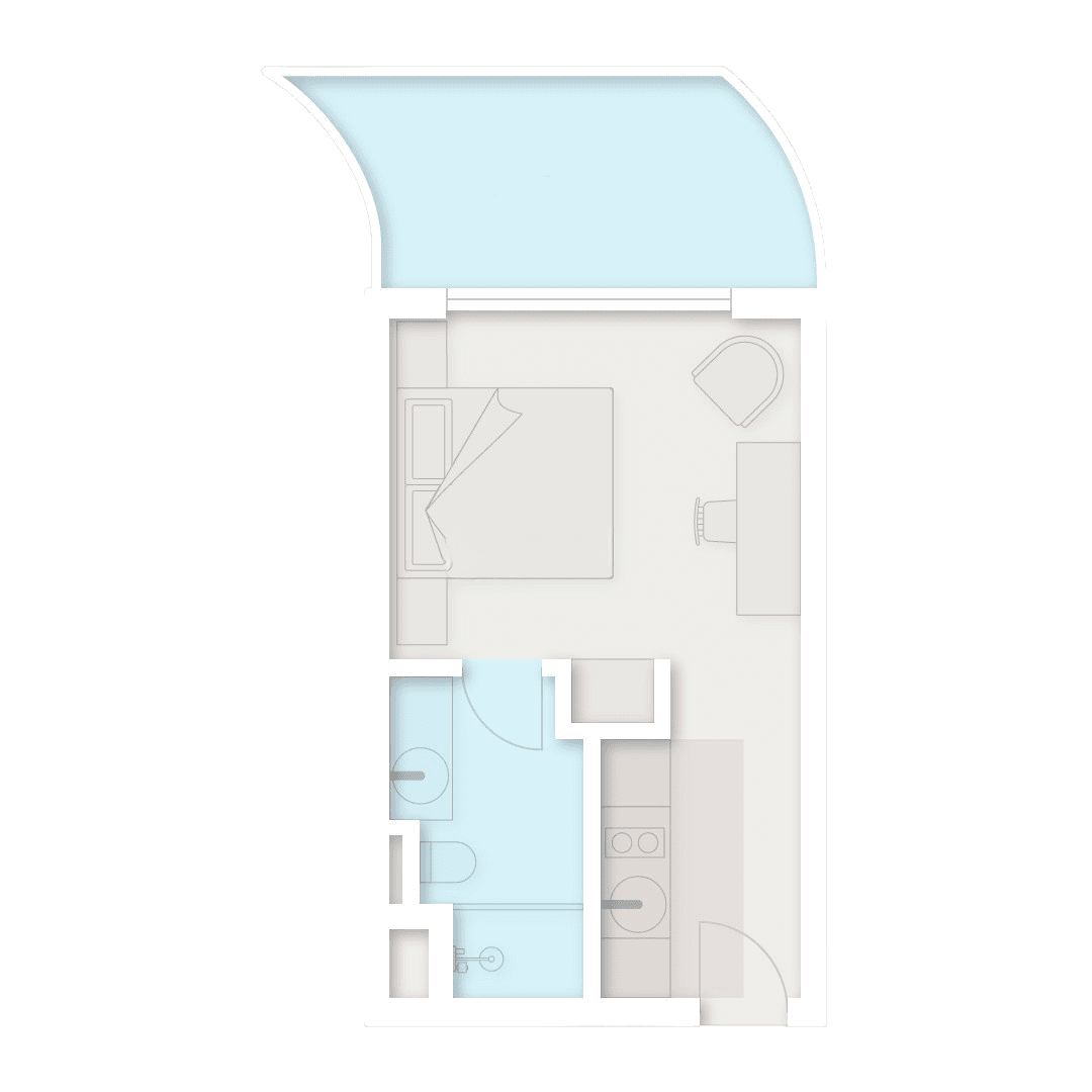 სტუდიო, 35.8 მ², სართული 2