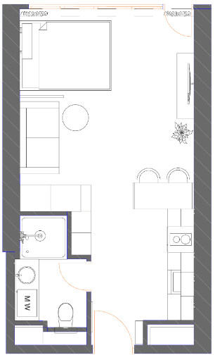 Studio, 34.9 m², of 34