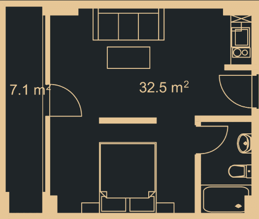 {{roomApartmentOrStudio}}, 39.2 მ², 10 სართული, Green Side Gonio ბათუმში