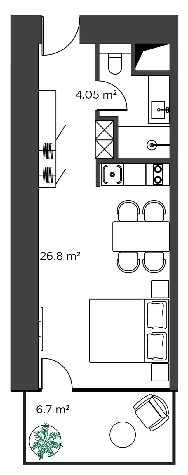 {{roomApartmentOrStudio}}, 37.55 მ², 7 სართული, Ambassadori Island ბათუმში