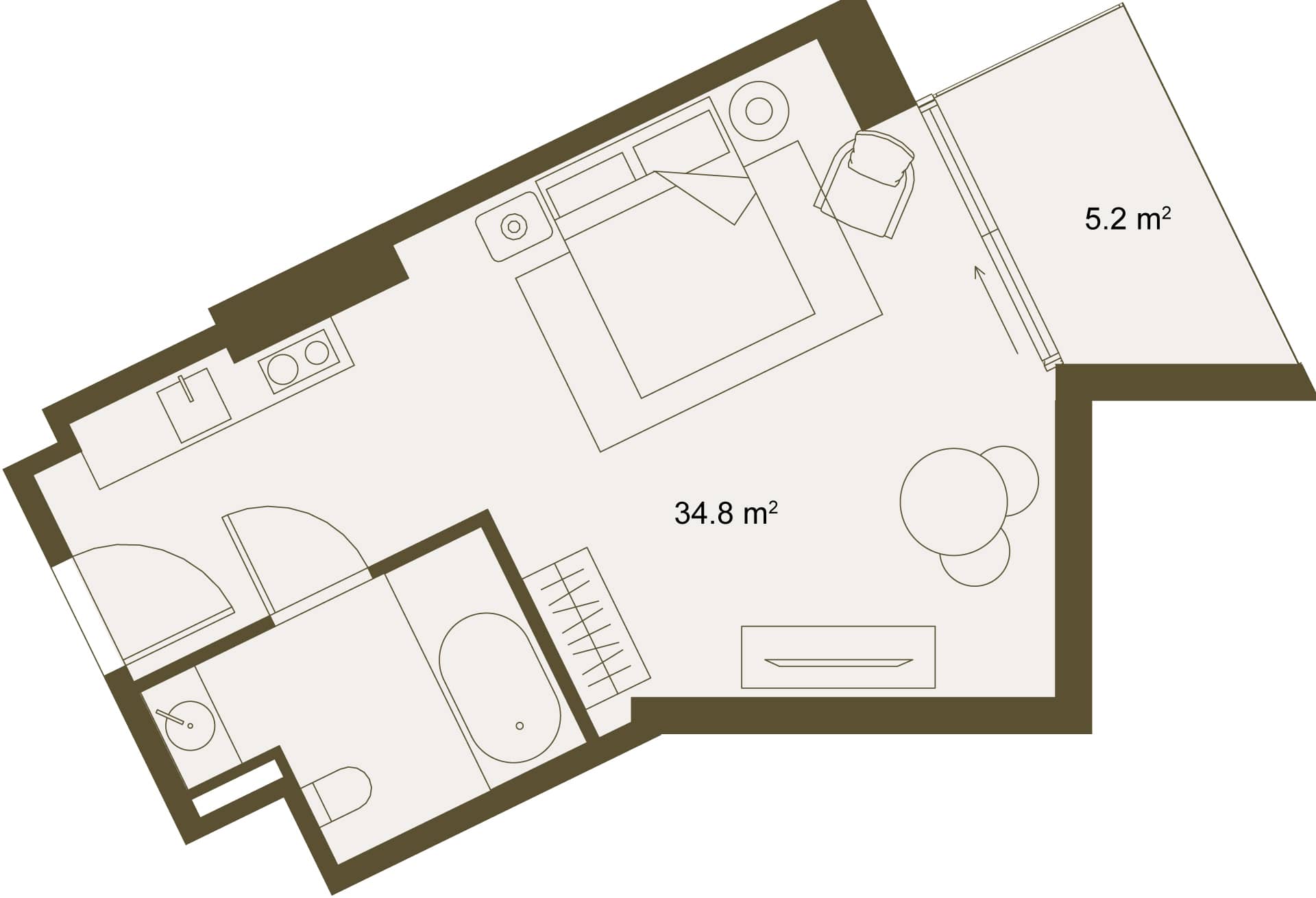 Studio, 45 m²
