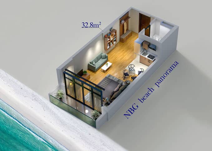 {{roomApartmentOrStudio}}, 28.6 მ², 2 სართული, NBG Beach Panorama ბათუმში
