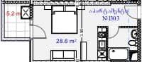 {{roomApartmentOrStudio}}, 33.8 m², 13 floor, Aquapark Residence in Batumi