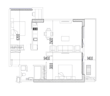 {{roomApartmentOrStudio}}, 74 მ², 36 სართული, Intourist Residence ბათუმში