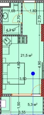 {{roomApartmentOrStudio}}, 30.8 m², 15 floor, OKTO Art House in Batumi