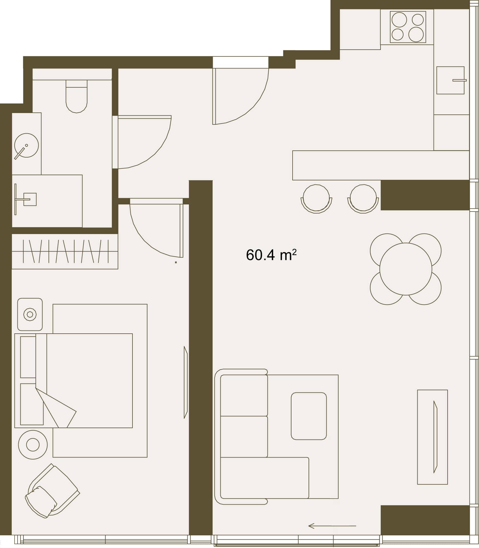{{roomApartmentOrStudio}}, 60.4 м², 5 этаж в ЖК "Next Gardens"