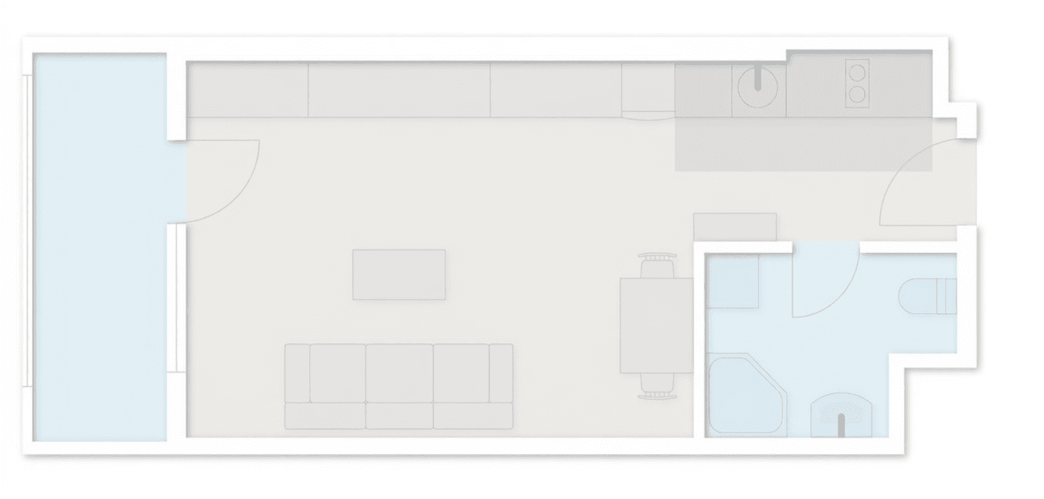 单间, 39.3 m²