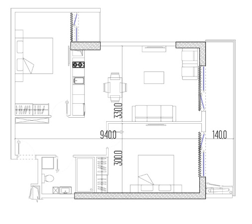 {{roomApartmentOrStudio}}, 72.6 m², 22 floor, Intourist Residence in Batumi
