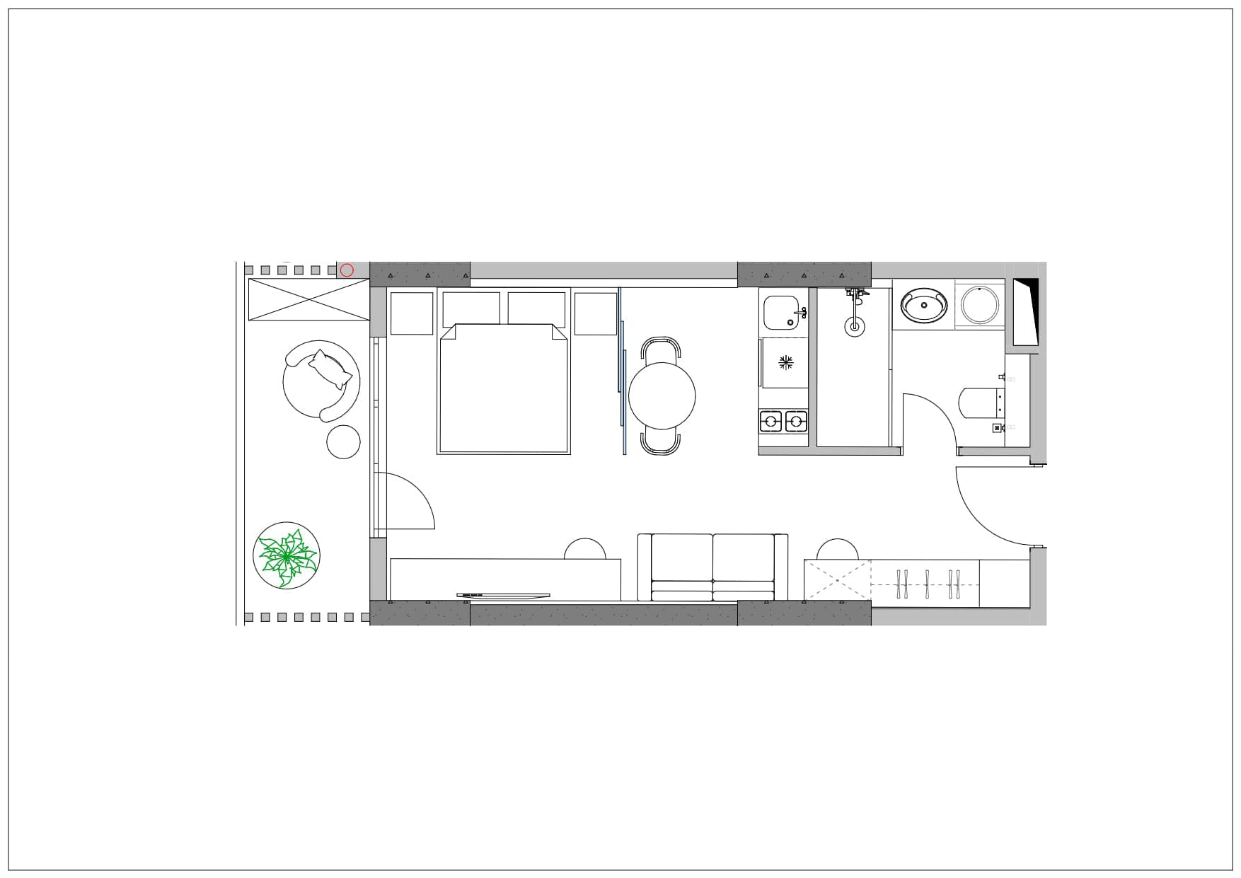 1-room, 39.4 m²