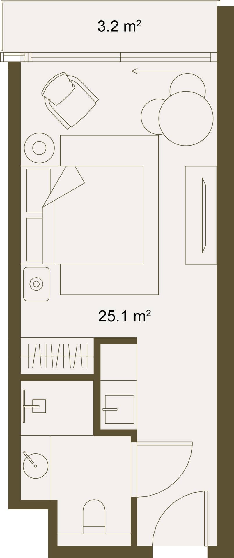Студия, 28.3 м²