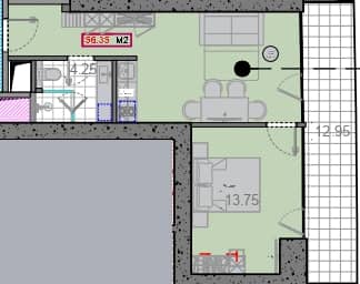 {{roomApartmentOrStudio}}, 56.35 მ², 18 სართული, Alliance Centropolis ბათუმში