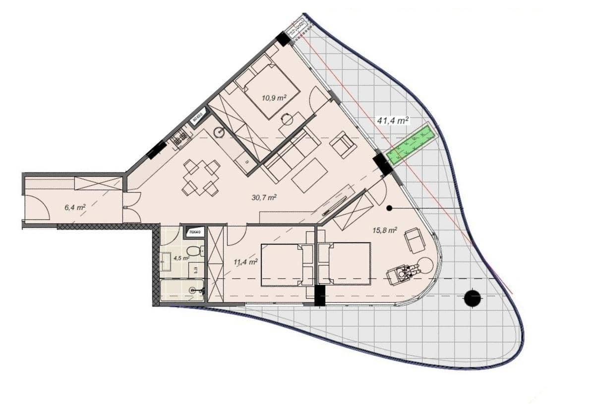 4-ოთახიანი, 121.1 მ², სართული 5