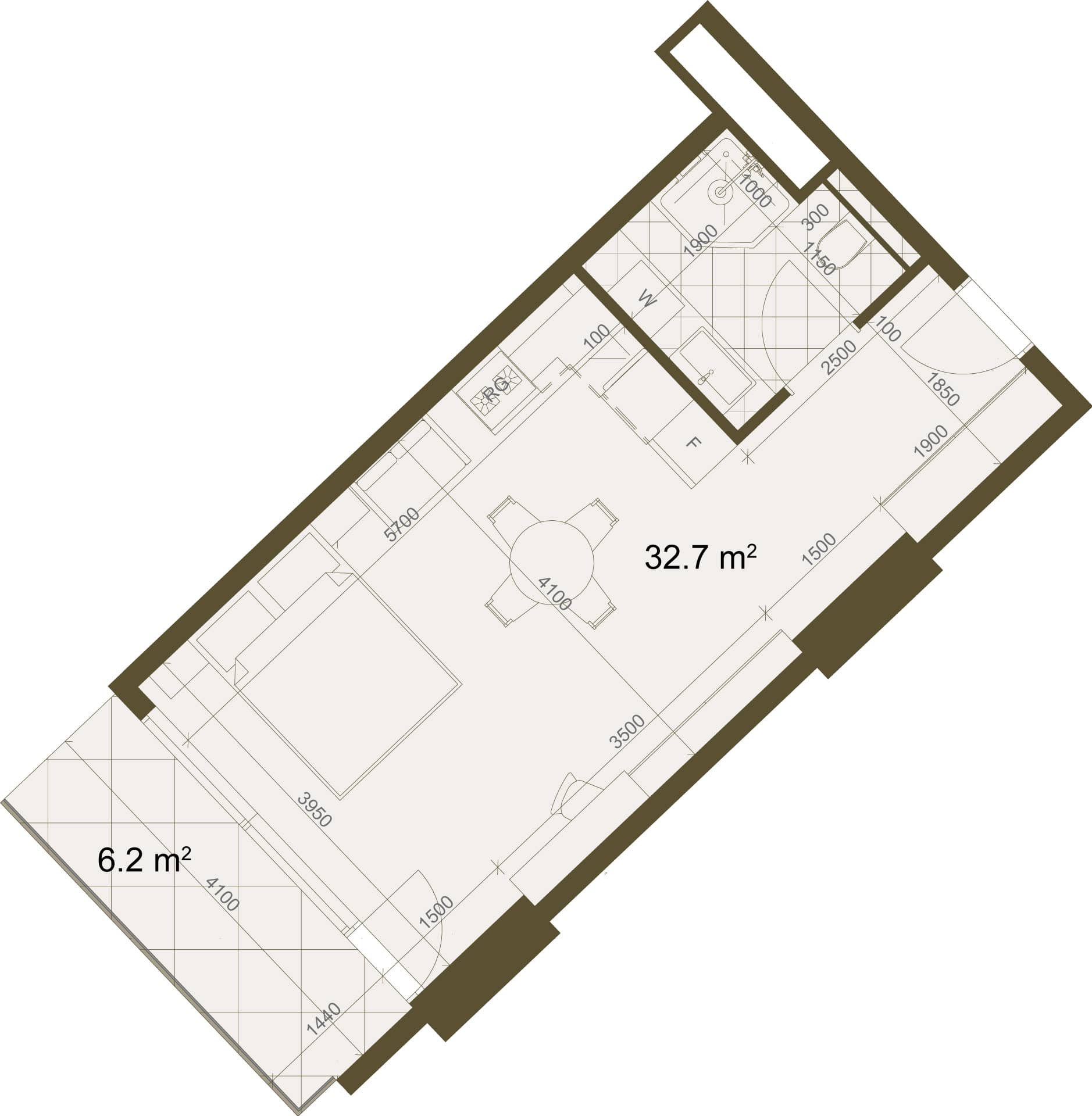 Studio, 38.9 m²