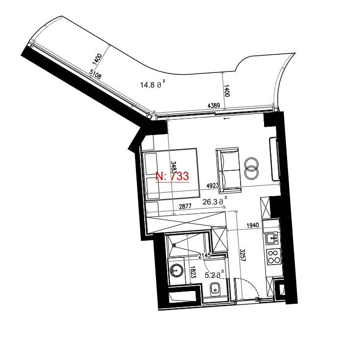 {{roomApartmentOrStudio}}, 46.3 м², 7 этаж в ЖК "Next Collection"