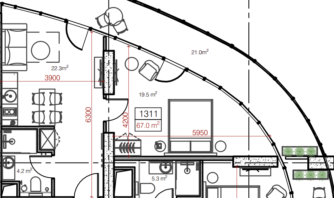 1-ოთახიანი, 67.2 მ², სართული 13