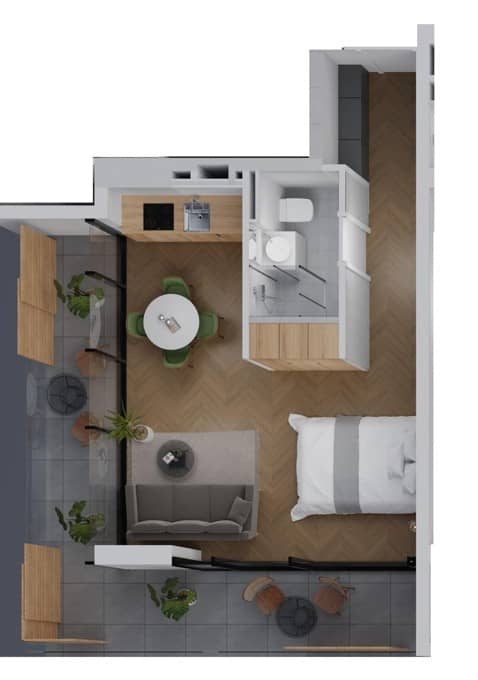 {{roomApartmentOrStudio}}, 49.9 მ², 3 სართული, Dream Side ბათუმში