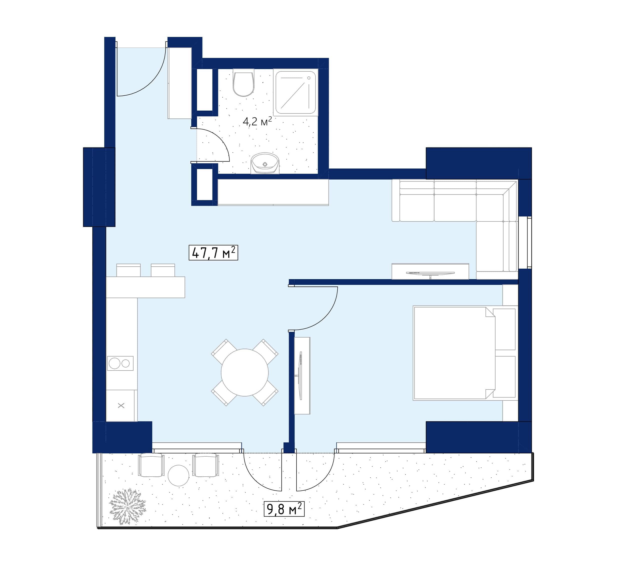 {{roomApartmentOrStudio}}, 57.5 m², 27 floor, Calligraphy Towers in Batumi
