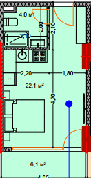 Студия, 33.3 м², из 3