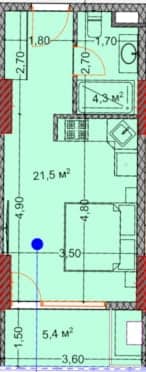 {{roomApartmentOrStudio}}, 30.9 მ², 17 სართული, OKTO Art House ბათუმში