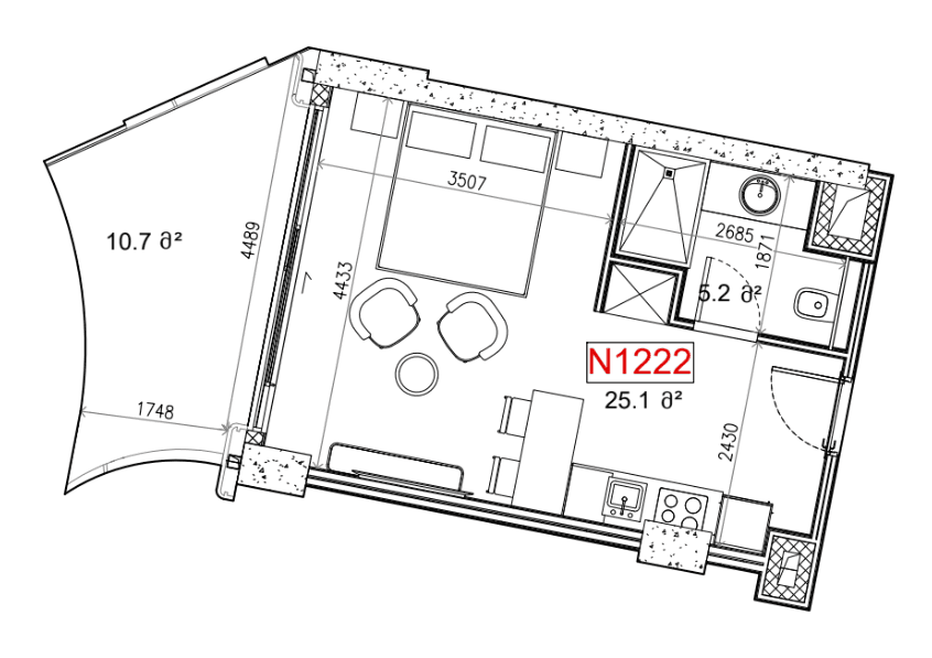 {{roomApartmentOrStudio}}, 41 м², 12 этаж в ЖК "Next Collection"