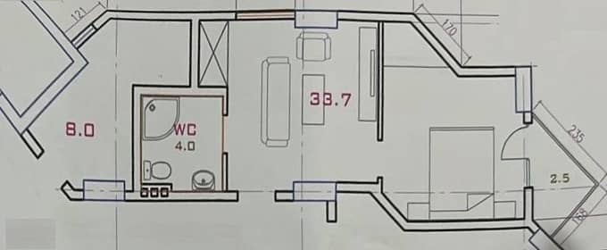 Studio, 33.7 m², Floor 7