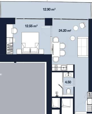 {{roomApartmentOrStudio}}, 54.15 მ², 50 სართული, Alliance Centropolis ბათუმში