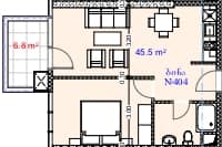 {{roomApartmentOrStudio}}, 52.3 მ², 4 სართული, Aquapark Residence ბათუმში