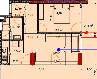 2-комн, 68.7 м², из 2