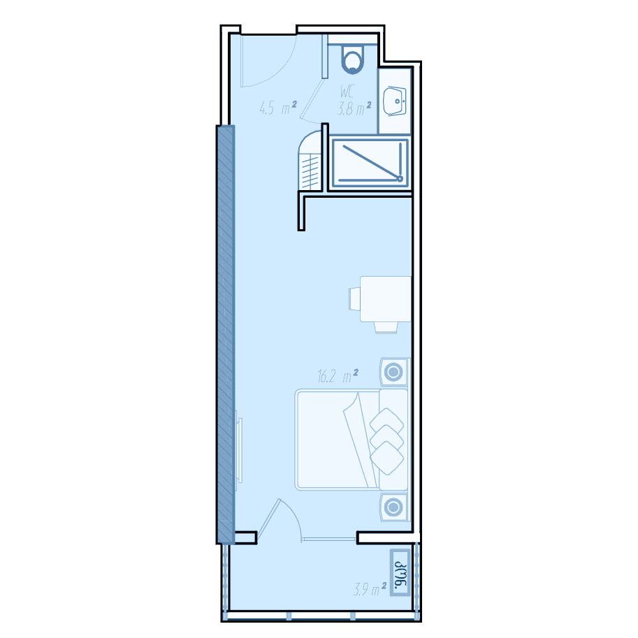 Studio, 32.2 m², Floor 30