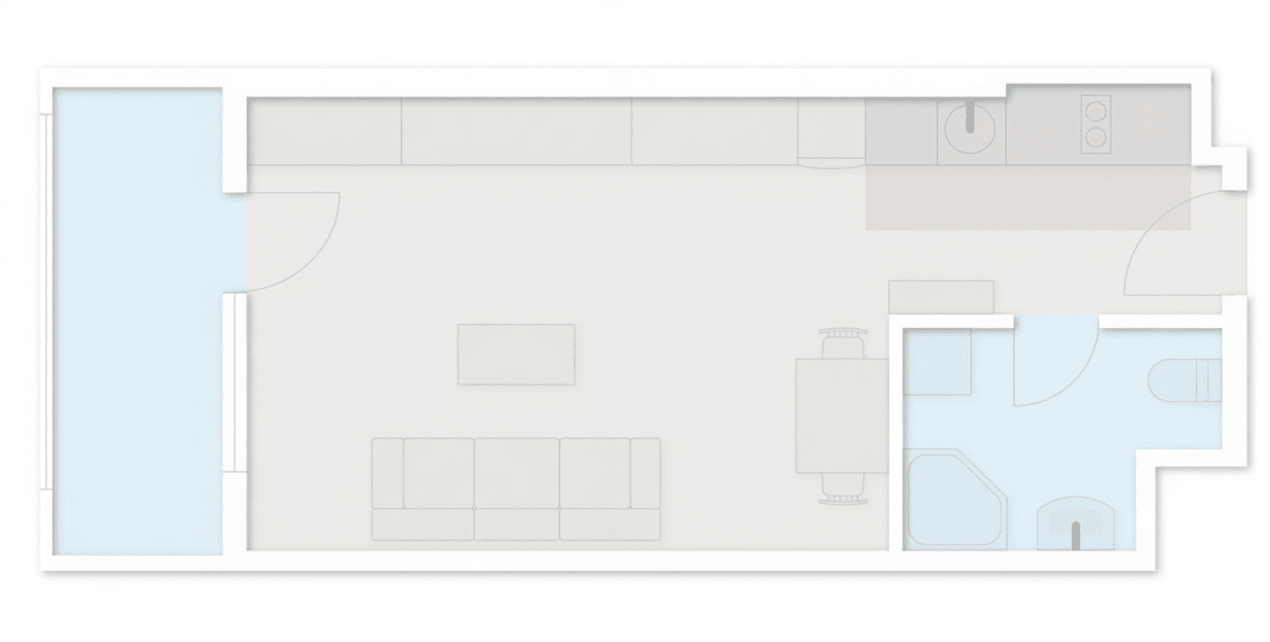 单间, 36.4 m²