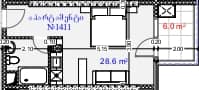 {{roomApartmentOrStudio}}, 34.6 m², 14 floor, Aquapark Residence in Batumi