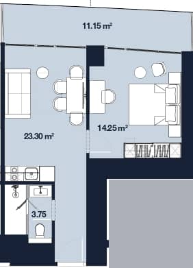 {{roomApartmentOrStudio}}, 52.45 მ², 50 სართული, Alliance Centropolis ბათუმში